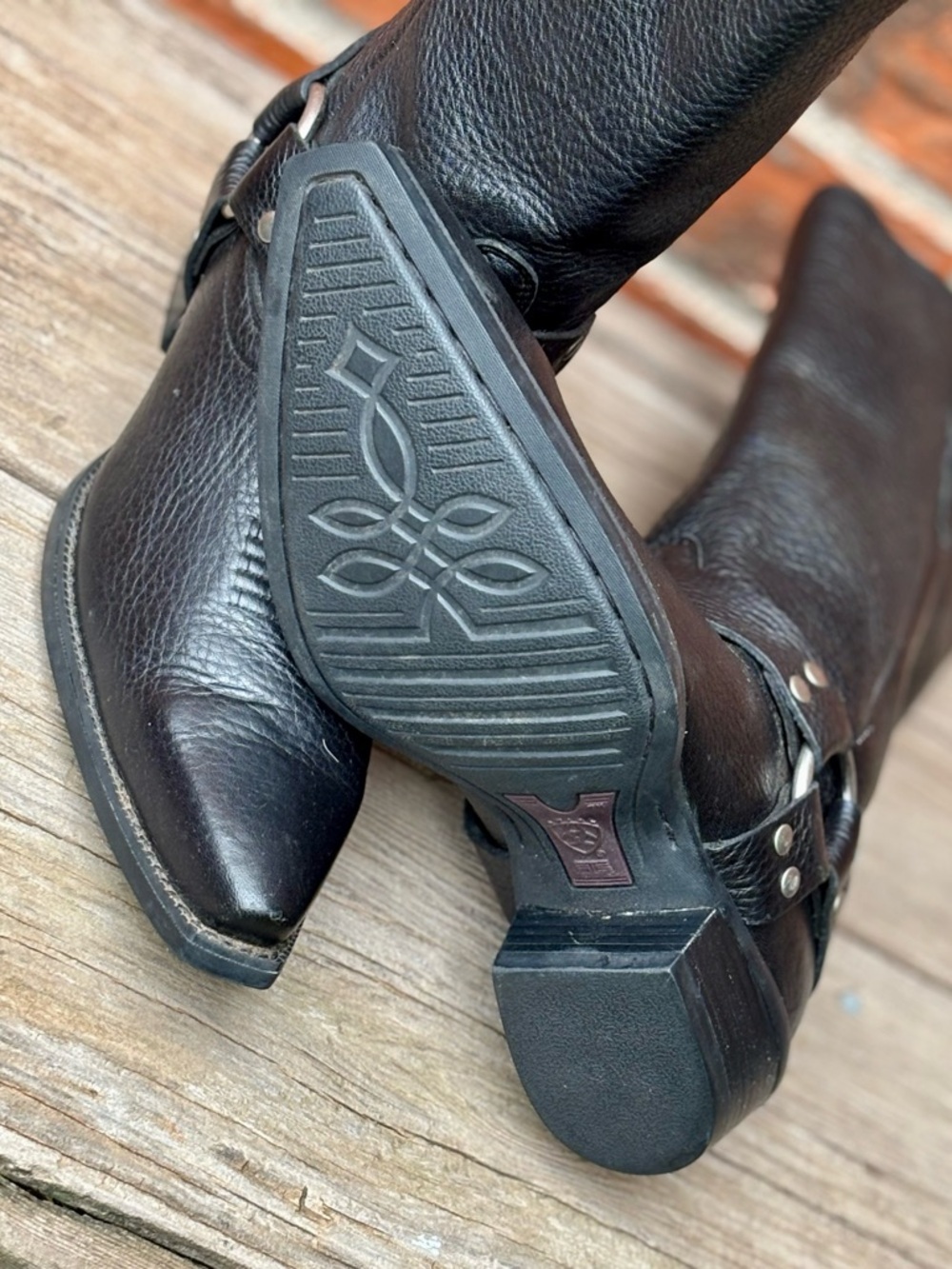 Ariat Women’s Black Leather Hollywood Harness Biker Cowboy Boots 7B NEW - Picture 8 of 8